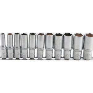 Dugókulcskészlet, hatszögletű, mély | 10 mm (3/8") | 8 - 19 mm | 11 darabos