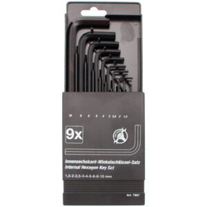 Derékszögű kulcs készlet | belső hatszögletű 1,5 - 10 mm | 9 darabos