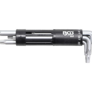 Derékszögű kulcs készlet | extra hosszú | T-profil (Torx) T10 furattal - T50 | 8 darabos