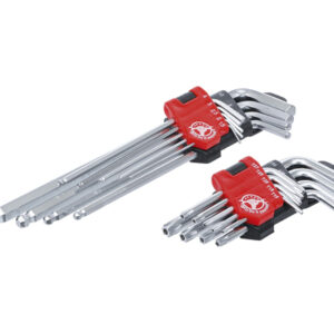 Derékszögű kulcs készlet | Torx T10 - T50 / hosszú gömbfejű imbusz 1,5 - 10 mm | 18 darabos
