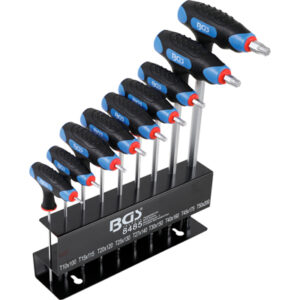 T-fogantyús kulcskészlet | T-profil (Torx) T10 - T50 | 9 darabos