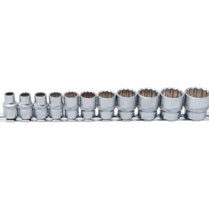 Dugókulcskészlet, tizenkétszögletű | 10 mm (3/8") | coll méretek | 11 darabos